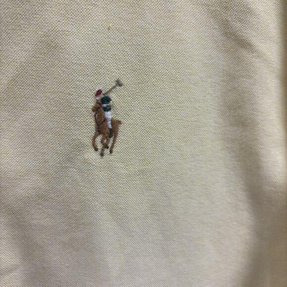 Ralph Lauren Classic Fit Button Down Shirt Men Medium Yellow L Sleeve Pony Logo - Picture 4 of 9
